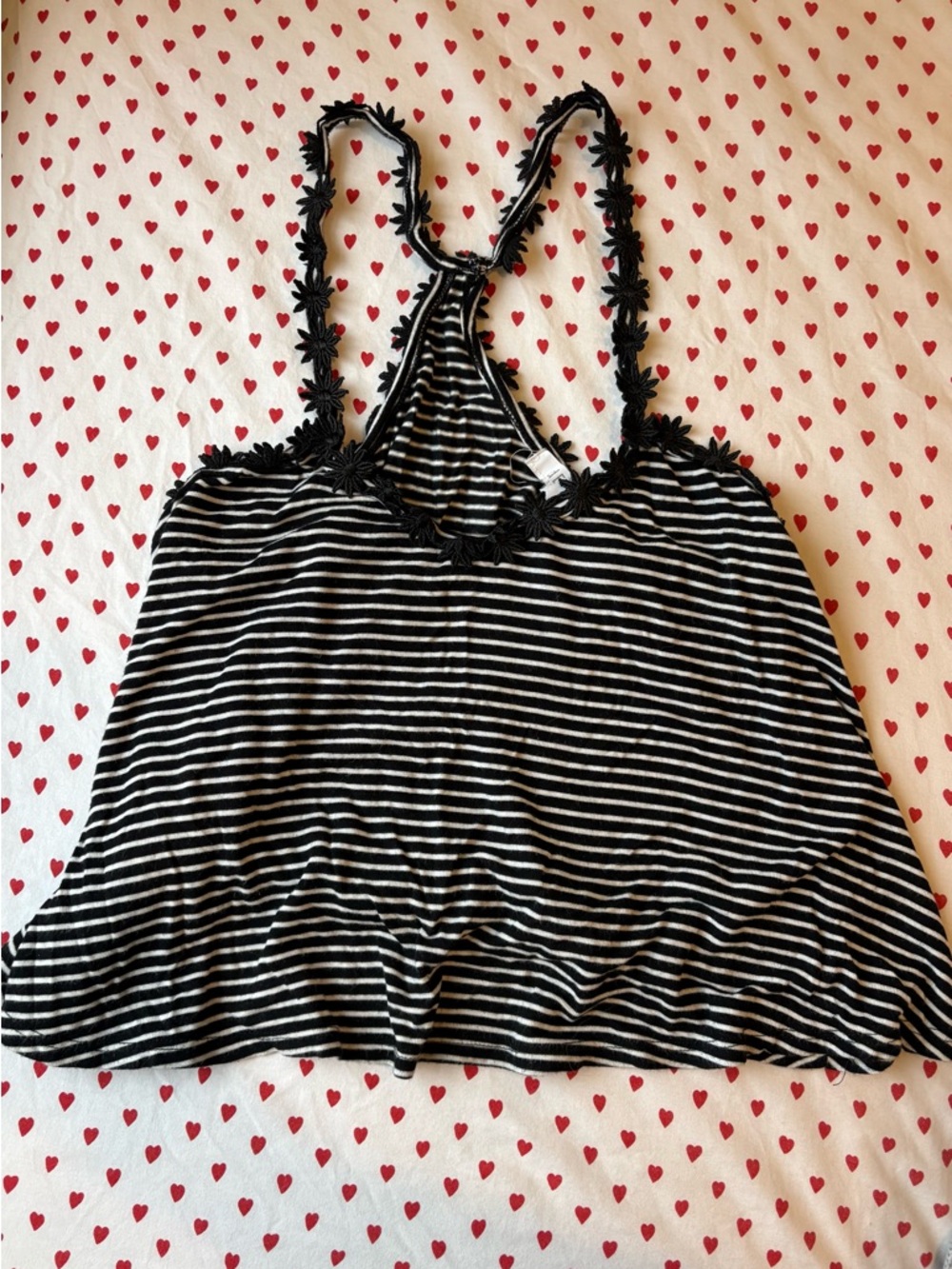 Delia's White and Black Striped Flowy Tank Top (Size XS)